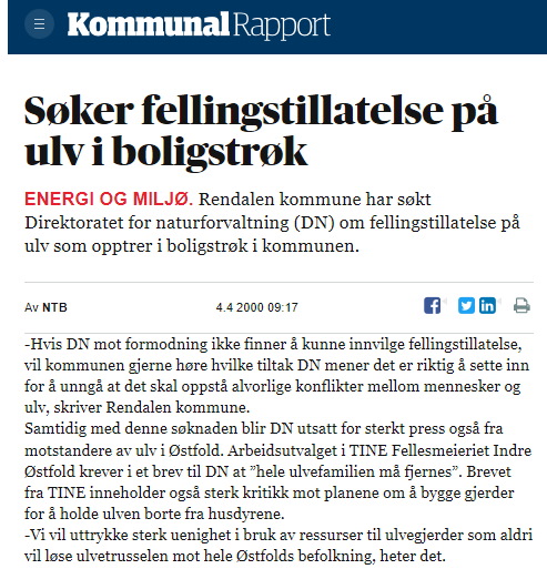 Søker fellingstillatelse på ulv i boligstrøk